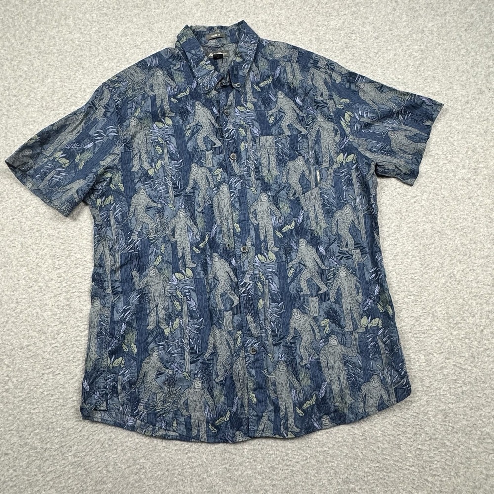 Eddie Bauer Bigfoot Button Down Shirt Mens Large Cotton Casual Camp Vacation EUC
